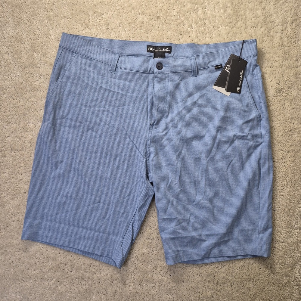 Travis Mathew Sand Harbor Golf Shorts Mens 42 Heather Blue Stripe Performance
